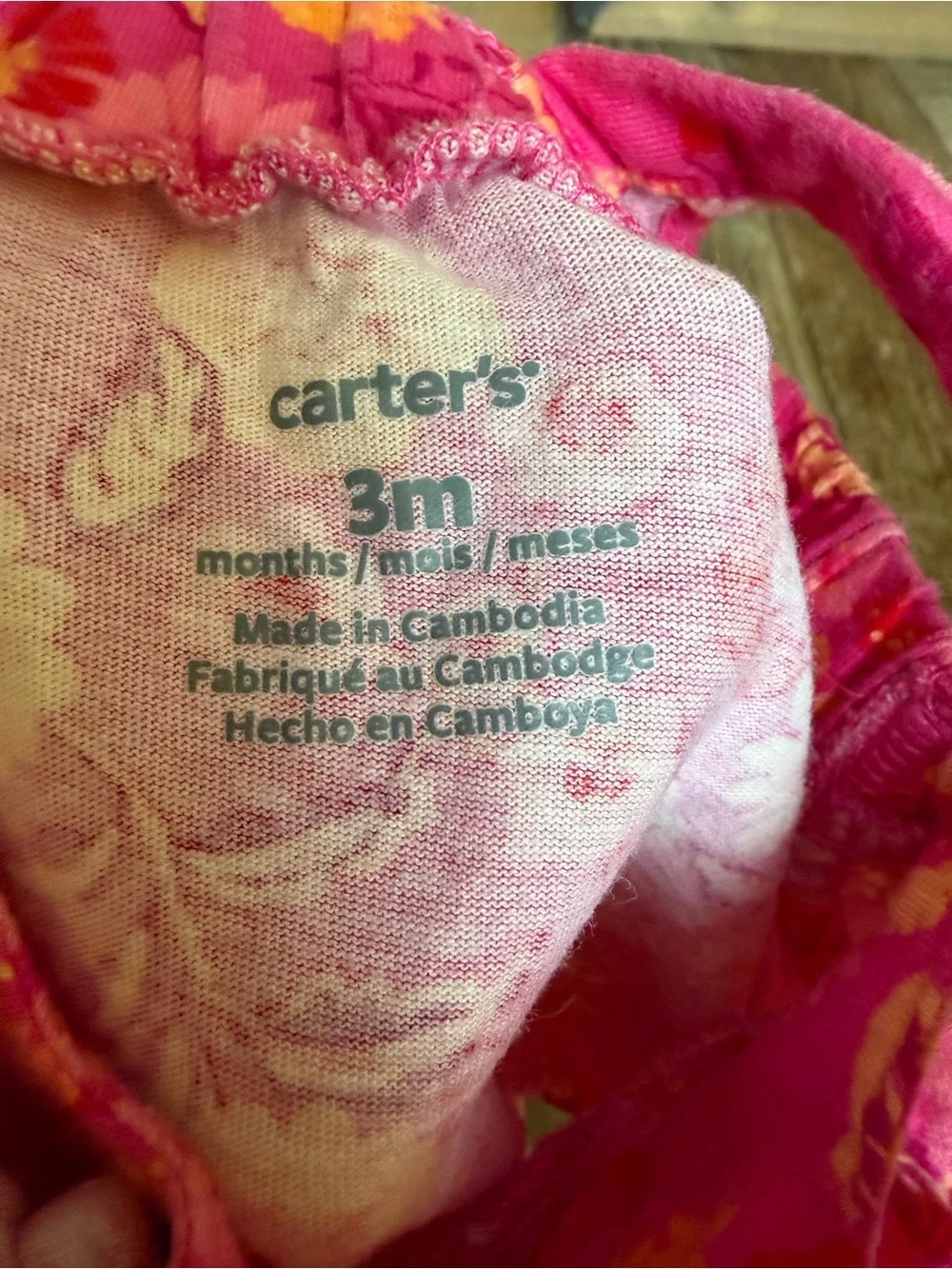 Carter's Bright Pink Floral Bubble Romper